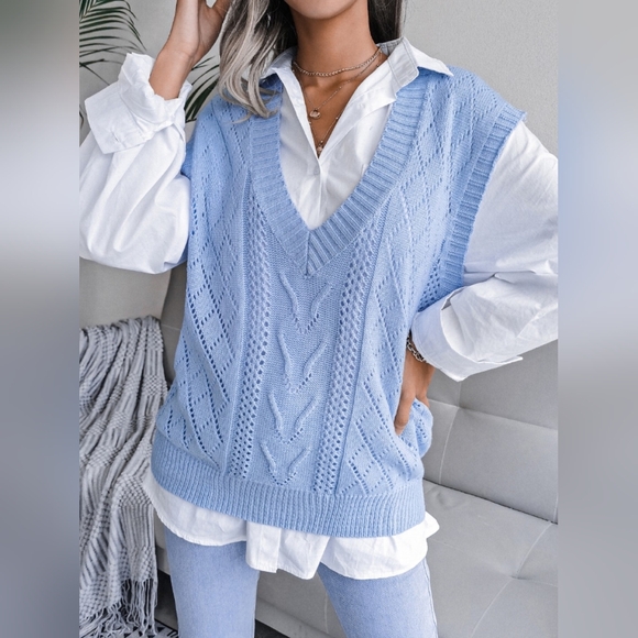 Openwork V-Neck Sweater Vest - Picture 3 of 3